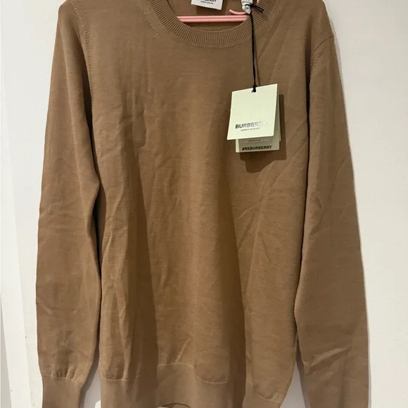 Burberry Crewneck Sweater with Plaid Elbow Patches
